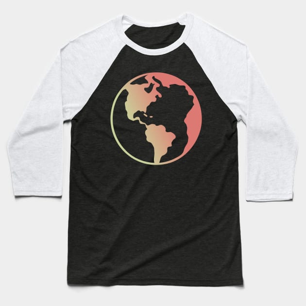 Minimalist Planet Earth || Colorful World Map Baseball T-Shirt by Mad Swell Designs